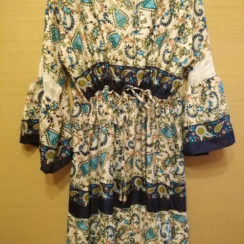 Long summer dress like new with pattern and adjustable waist