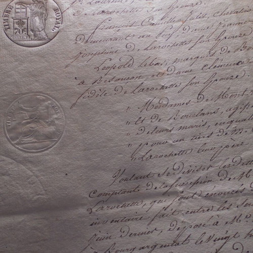 Notarial document 1831 used, calligraphed with watermark