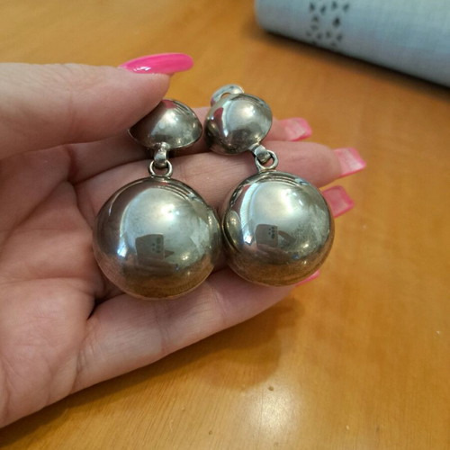 Vintage silver-plated earrings used, silver color