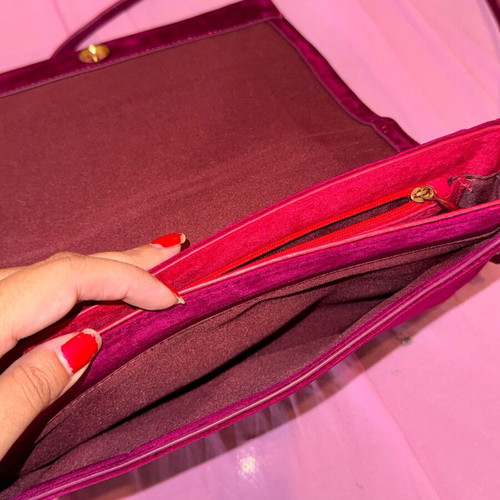 Paul's Boutique Crossbody Bag like new, suede, red and pink color-blocking