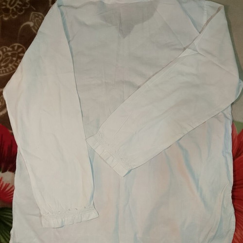 Christoff white embroidered blouse with sequins, size L, long sleeve