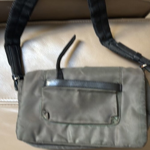 Benetton shoulder bag used vintage nylon and leatherette, oil color with black