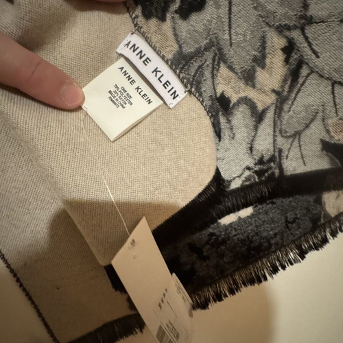 Anne Klein black scarf with floral design, new