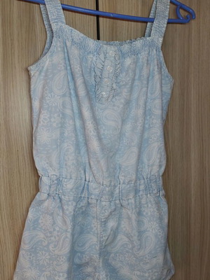 Miss Ergi Jeans girls' jumpsuit size 14, used, white and turquoise