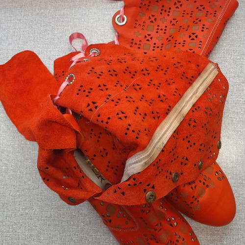 A.L.E. leather summer boots size 38 like new, orange