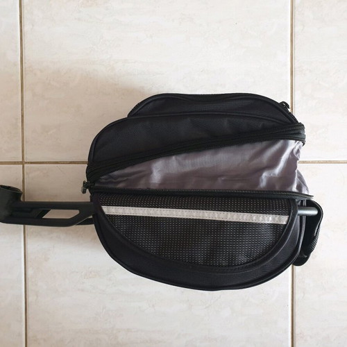 Bicycle bag like new, foldable with seat support base and waterproof cover