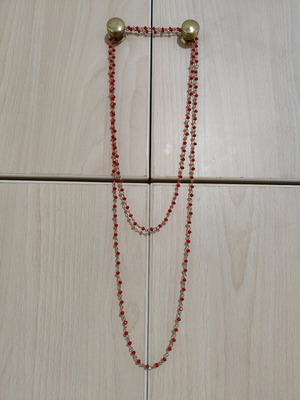 Double necklace with red beads like new