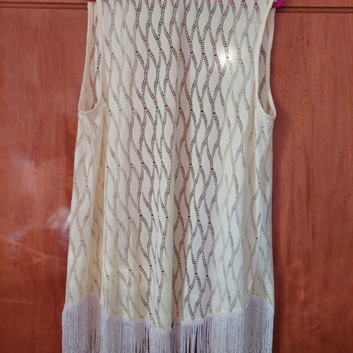 Boho vest with fringes, soft yellow, like new, size L