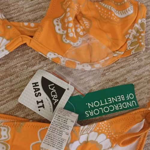 Benetton swimwear set new, orange small and green medium