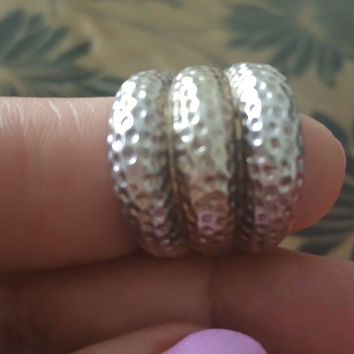 Hammered gold-plated silver 950 ring 15 g, size 17 mm like new