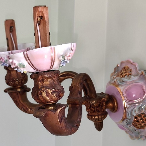 Vintage wall light applique used, porcelain
