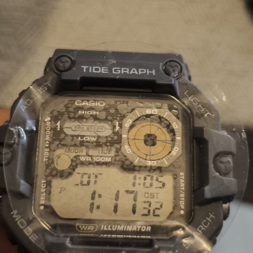 Casio WS-1700H watch with moon and tide phase, grey