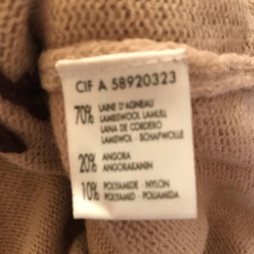 Pullover and skirt set Rene’ Dherhy wool angora floral pattern like new beige colorful