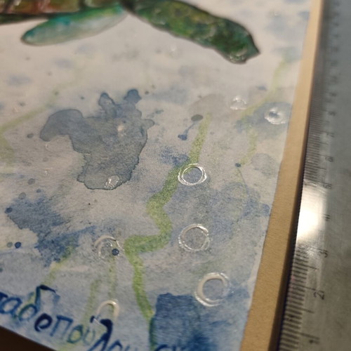 Sea Turtle Original Painting by Eleni Papadopoulou on Watercolor Paper