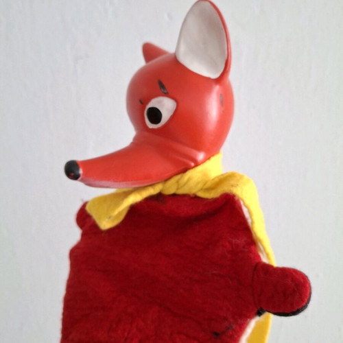 Vintage puppet used, fox hand puppet collectible