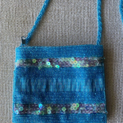 Happy children's hanging wallet bag like new turquoise