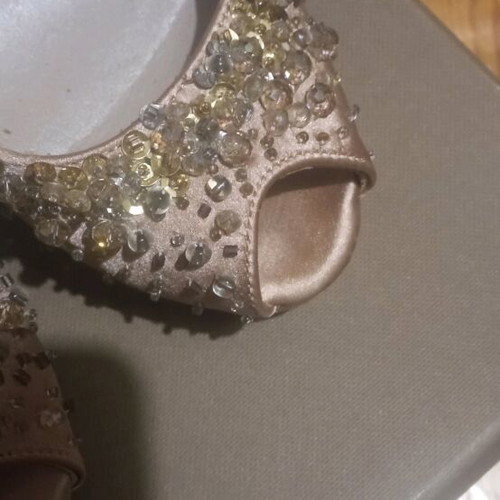 Menbur peep toe satin sandals embroidered with beads like new, size 36