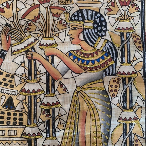 Papyrus Egyptian handmade painting used with embossed details