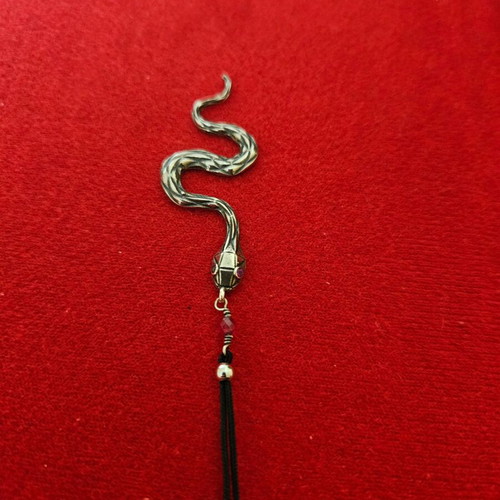 Snake necklace like new silver 925° with zircon and adjustable cord