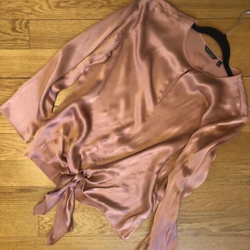 Massimo Dutti women's long-sleeve tunic satin pink coral size M like new