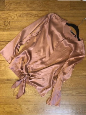 Massimo Dutti women's long-sleeve tunic satin pink coral size M like new