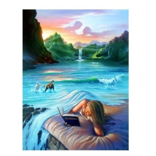 Diamond painting waterfall kit new, 40x30 cm, square drills