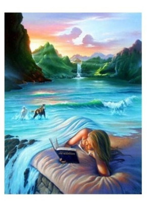 Diamond painting waterfall kit new, 40x30 cm, square drills
