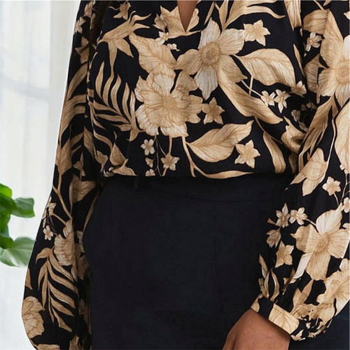 Witchery cotton blouse like new, size L, beige and blue