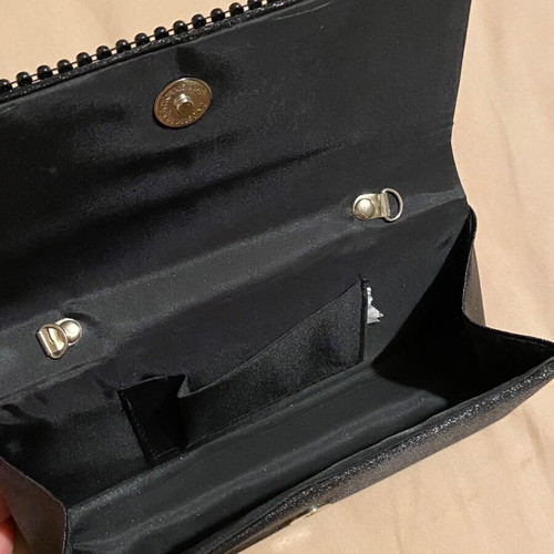 Black clutch with rhinestones new, crossbody