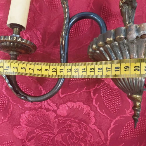 Two vintage brass wall sconces from the 1960s