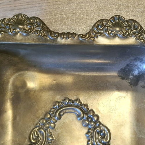 EPNS silver-plated tray used with handle and embossed 1950-60 design
