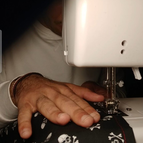 Bandana handmade by Alexandros Traikos, new, black and white