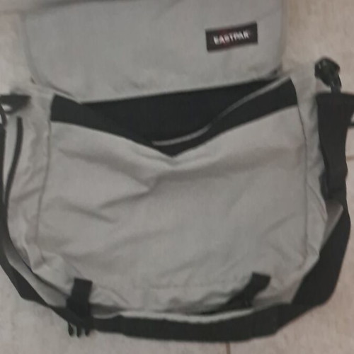School shoulder bag used, grey with large pocket