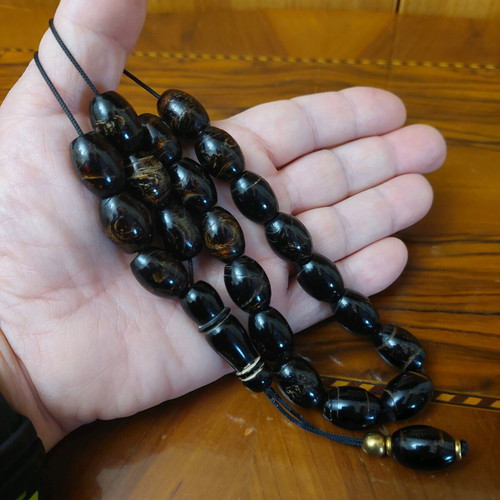 Yiousouri Worry Beads (Black Coral) New with 21+1 Beads and Papa