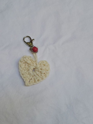 Handmade charms keychain beige