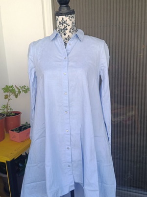 Stradivarius asymmetrical shirt dress turquoise size S like new