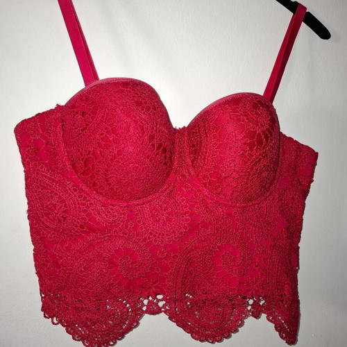 Women's Red Wine corset blouse like new with lace and padding