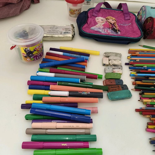 School art and craft supplies used, set
