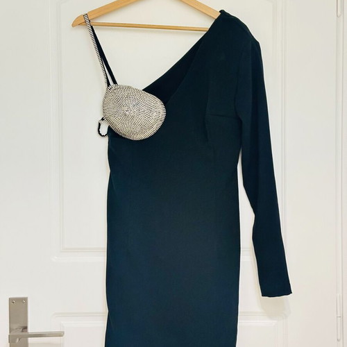 Dress with one shoulder and strass bra like new, black, size S
