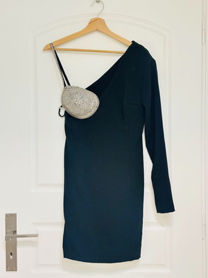 Dress with one shoulder and strass bra like new, black, size S