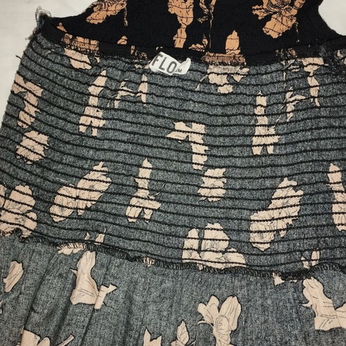 Long summer floral dress black with beige-brown flowers like new