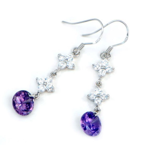 Amethyst 925 silver earrings new