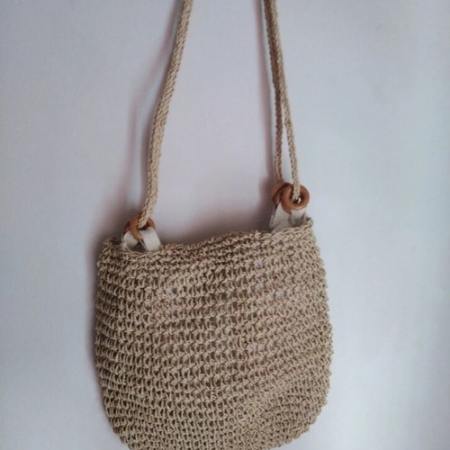 Handmade Straw Shoulder Bag like new, beige, crossbody
