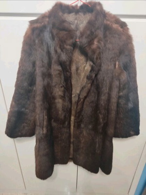 Fur coat double-sided brown like new, synthetic