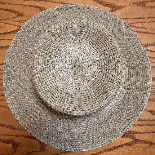 Boater straw hat, beige, adjustable strap