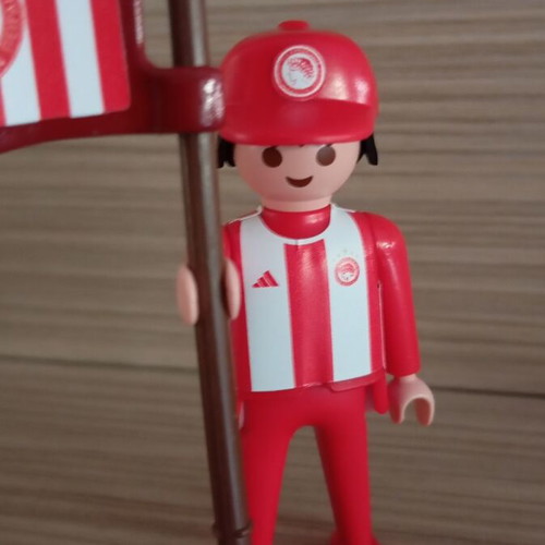 Playmobil Olympiacos Fan Figure with Team Flag, Like New