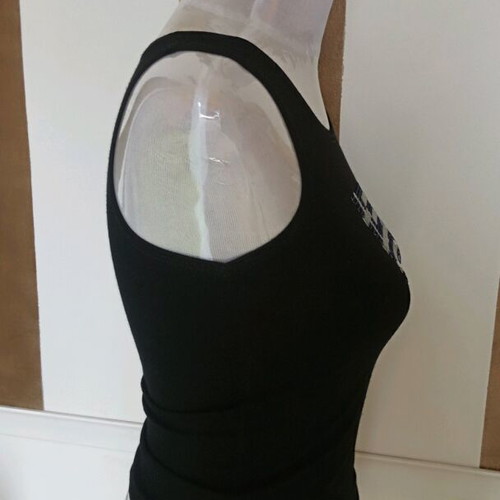 Y2K Black Sleeveless Tank Top With Greek Flag Sequin Like New