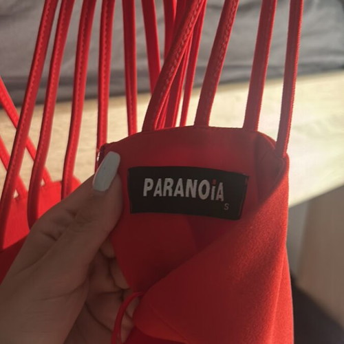 Paranoia red satin dress with halter neckline size S like new