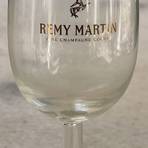Remy Martin vintage tulip flute glasses, pair, 1970s–1980s