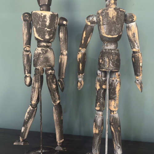 Handmade set of 2 mannequin figures hand-painted vintage style like new